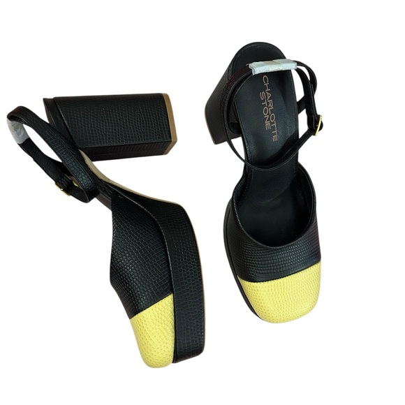 NWT Charlotte Stone Petra Platform Shoes in Black/ Butter Size 8 - Picture 8 of 16